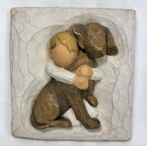 Willow Tree Hug A Boundless Love PLAQUE 2003 Susan Lordi ~4" Square Wall Hanging
